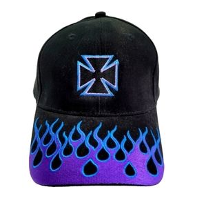 CSI Black with Blue & Purple Iron Cross and Flames Adjustable